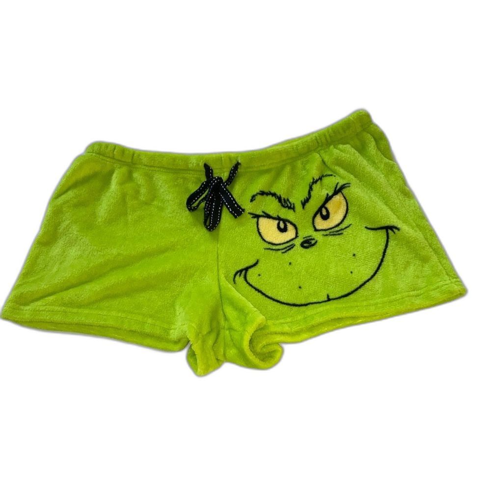 THE GRINCH Dr Seuss Fuzzy Pajama Plush Velour Lounge Shorts Womens Medium